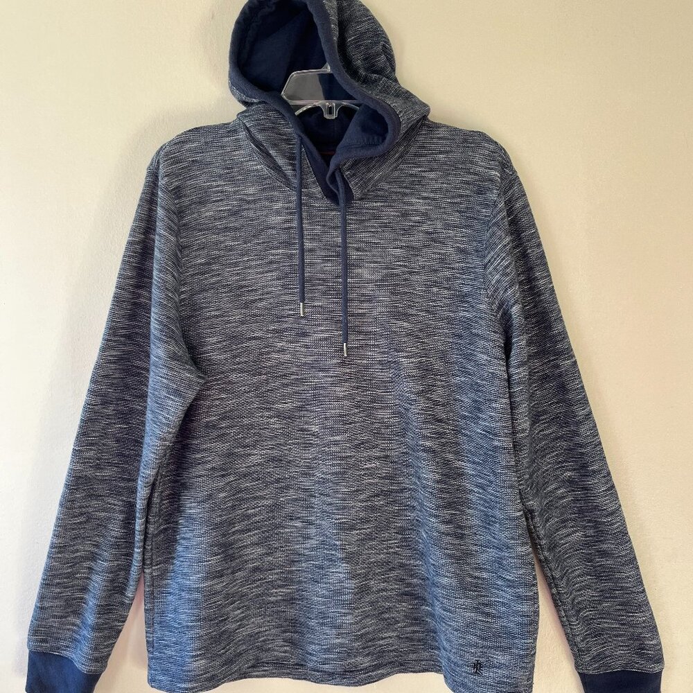 Ike Behar Sz L Mens Heather Blue Sweater Hooded Pullover Sweatshirt Shirt